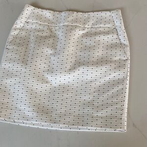Ann Taylor White Mini Skirt with Black Dots
